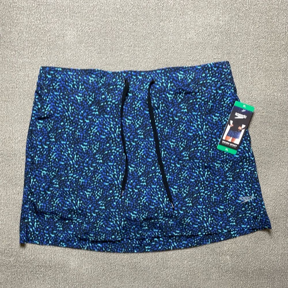 Speedo Women’s XL Blue Patterned Swim Skort- Summer Vacation Beach
